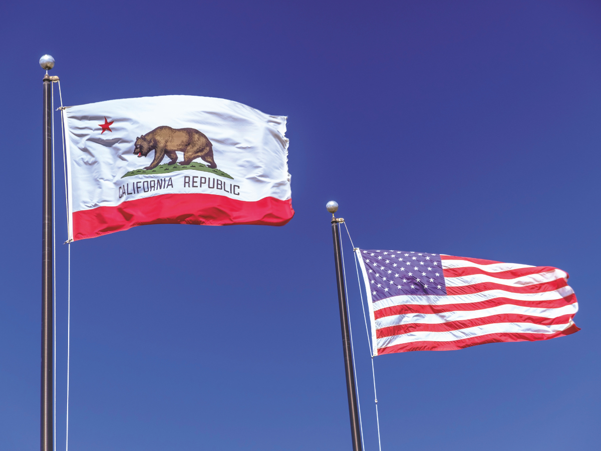 california and american flag