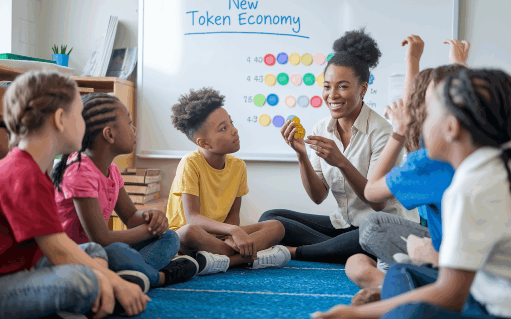  Teacher Explaining Token System to Class